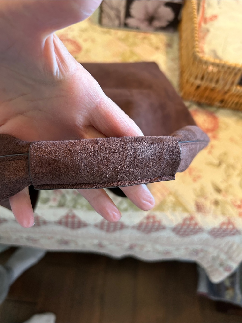 Soft Suede Hobo Bag in Deep Brown Shoulder Tote - Picture 5 of 16